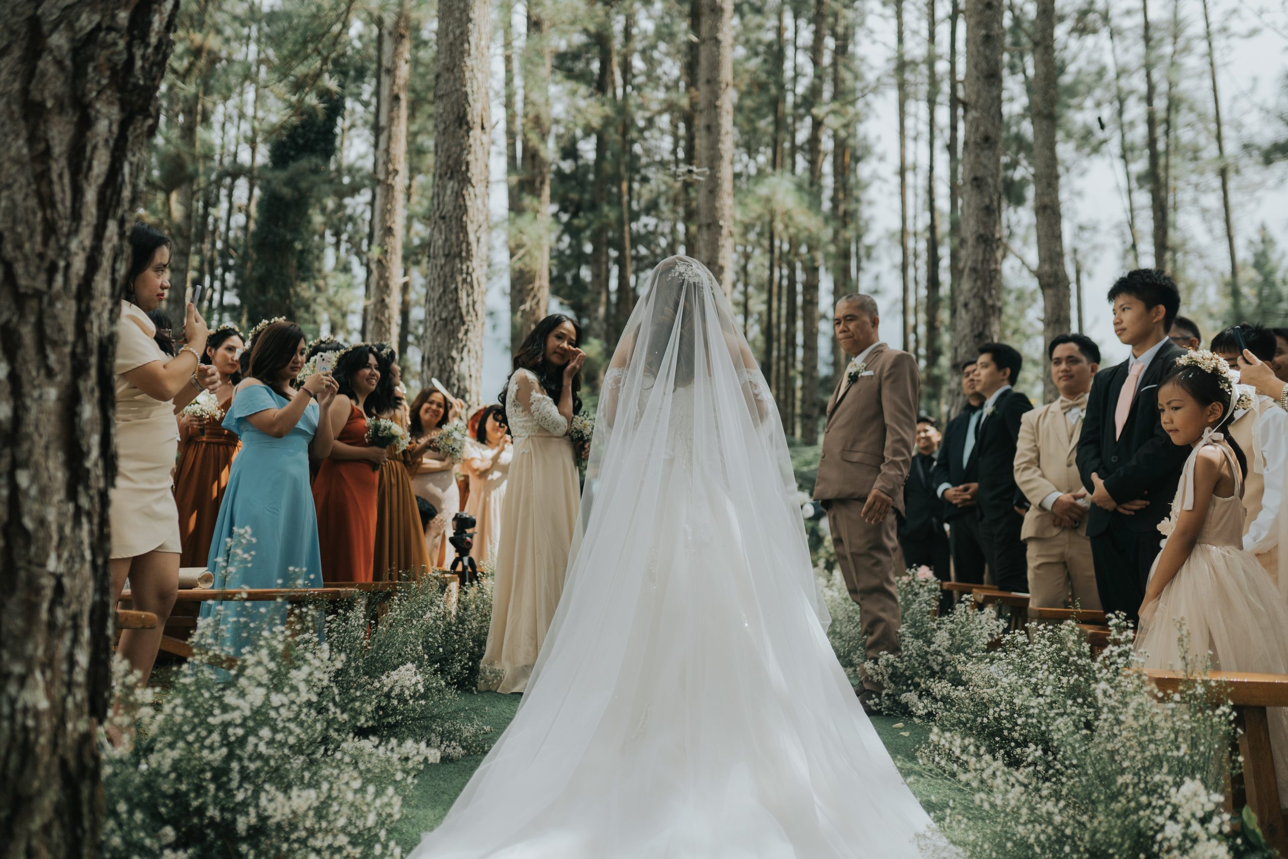 the bridal walk and parents about to cry